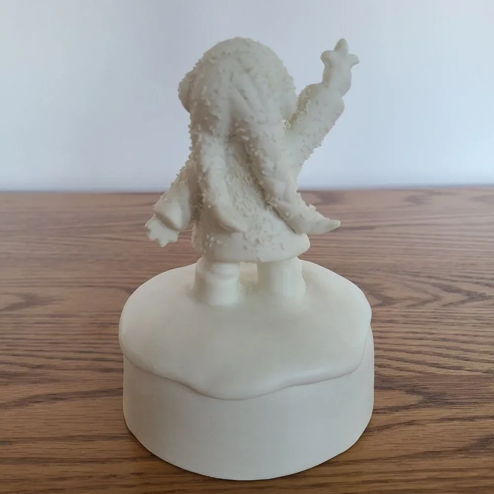 Porcelain Bisque Holiday Christmas Music Box Young Girl & Star 